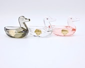 ART DECO SALT Cellar Three Vintage German Crystal Salts Kristall-Neubert Glass Duck Open Salts Duck Trinket Dish Duck Pin Dish