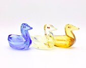 ART DECO SALT Cellar Three Vintage German Crystal Salts Kristall-Neubert Glass Duck Open Salts Duck Trinket Dish Duck Pin Dish