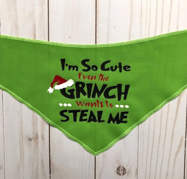 Grinch Dog Bandana Christmas Dog Bandana Dog Bandanas Etsy
