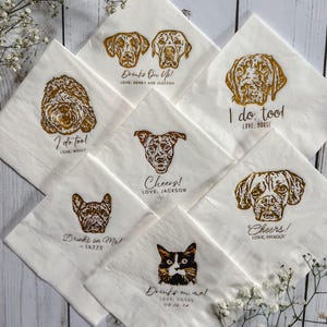 Custom Pet Portrait Wedding Napkins | Custom Pet Portrait | Custom Pet Cocktail Napkins | Dog Wedding Napkins