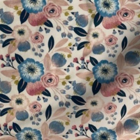 Personalized Blue Floral Blanket Bloom Pink Flowers Etsy