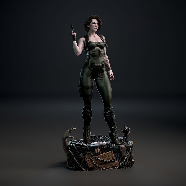 Jill Valentine Adventurous Survivor Heroine 3D Model STL, Dynamic Action Figure for 3D Printing
