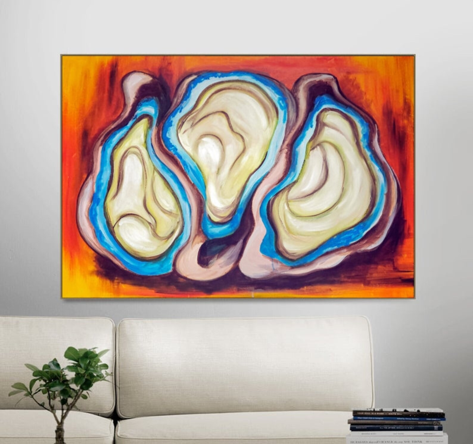 Oyster painting coastal wall art abstract animal art Etsy