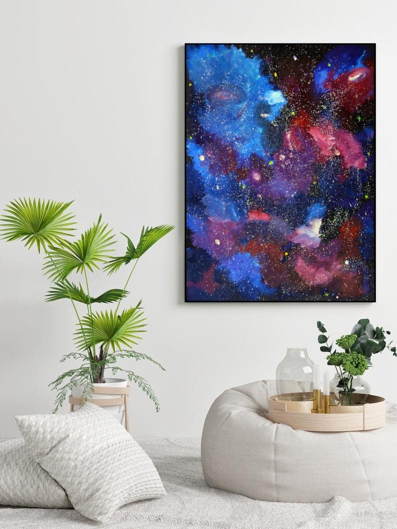 Nebula decor Galaxy print Space fabric art Galaxy fabric Space wall art Astronomy gift Colorful nebula Space poster Space canvas
