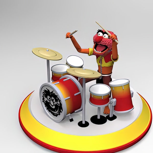 Animated Drummer Character STL, Dynamic Musician Figurine for 3D Printing