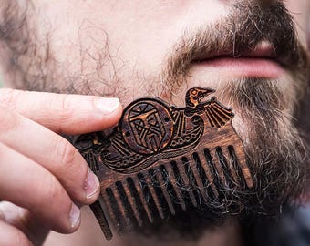 Viking Wooden Beard Comb | Odin | Pocket Comb | Gift for Him