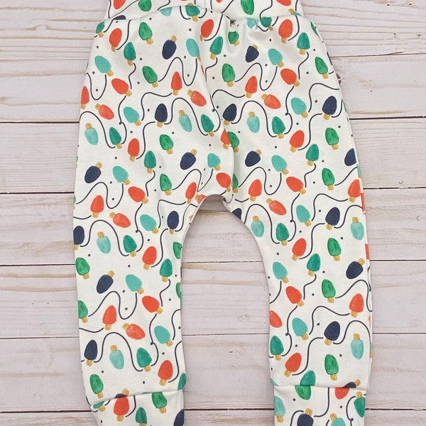 Harem Pants. Seasonal Legging, Seasonal Light Harem Pants, Baby Girl/Boy Pants, Girl Leggings Lights, Toddler Pants, Organic, Lights