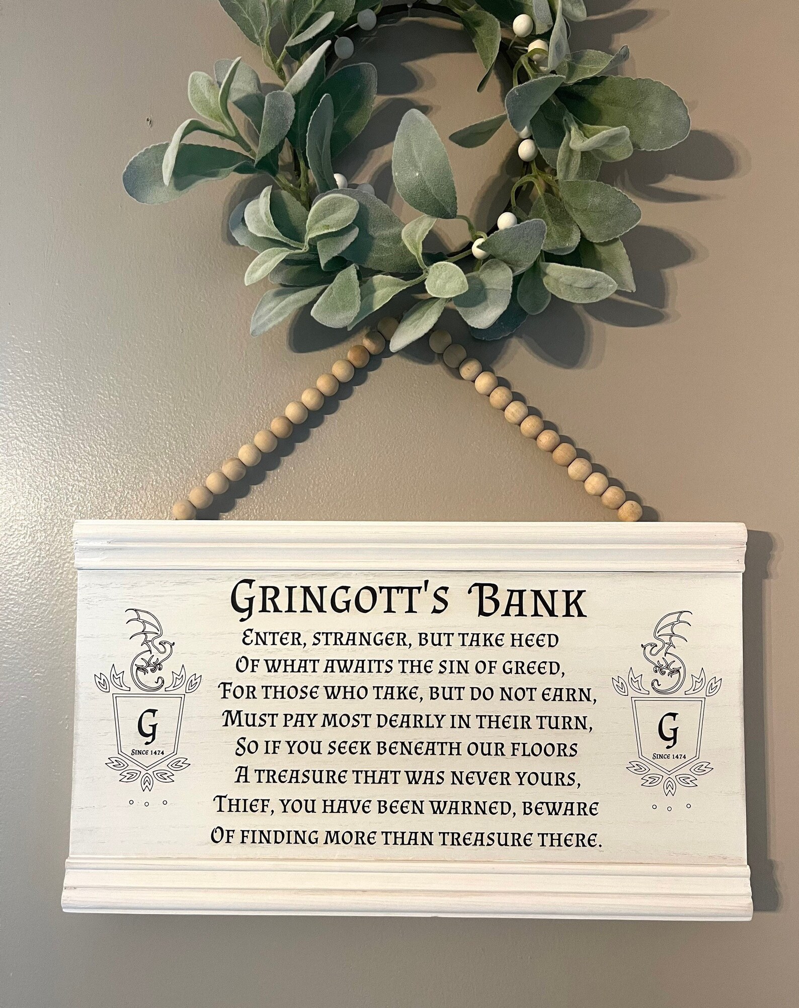 Gringotts Bank Sign Wall Wood Sign Laser Engraved HP Fan - Etsy