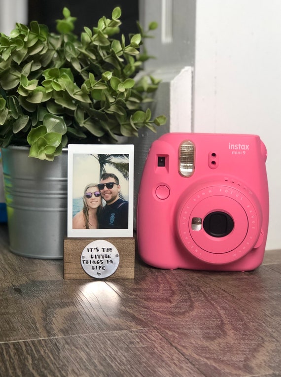 Personalized Fujifilm Photo Instax 8 9 11 Mini Film Mini Polaroid Film Hand Stamped White Birch Wood Desk Photo Holder Frame