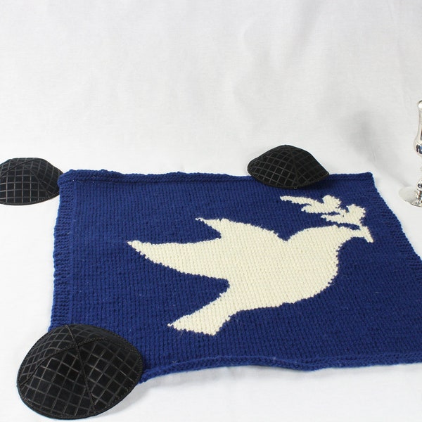 Handmade Knit Dove Challah Cover