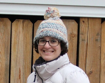 Colorful Knit Pom Pom Hat