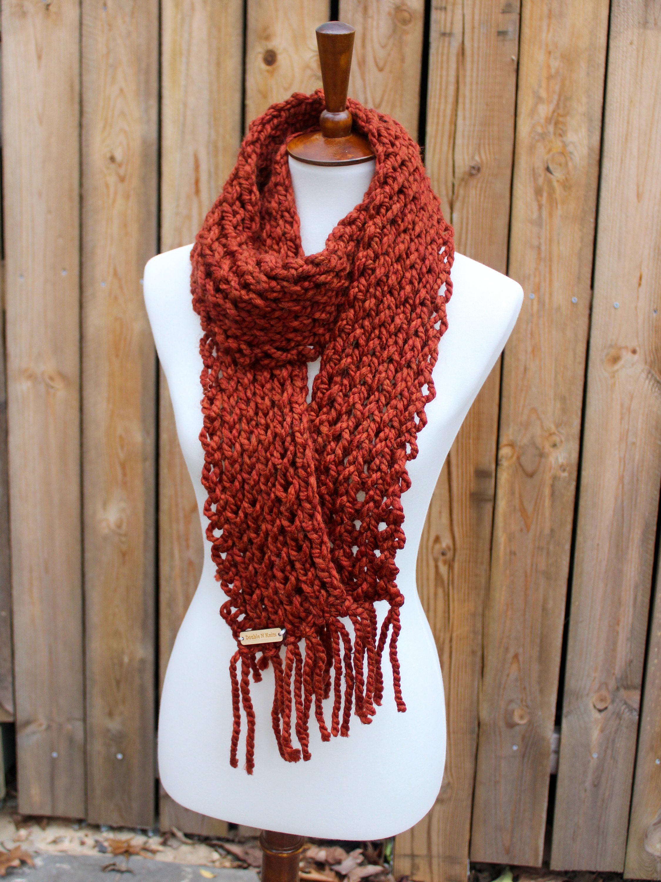 Chunky Red Knit Scarf - Etsy