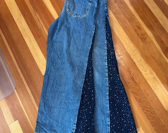 Upcycled Wide Leg Jeans, Reworked Starry Denim Pants, One of a Kind Bell Bottom Jeans, Festival Wide Leg Pants, Boho Statement Denim