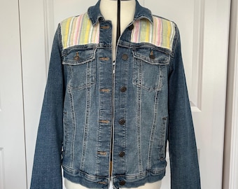 Upcycled Women’s Jean Jacket with Quilted Appliqués