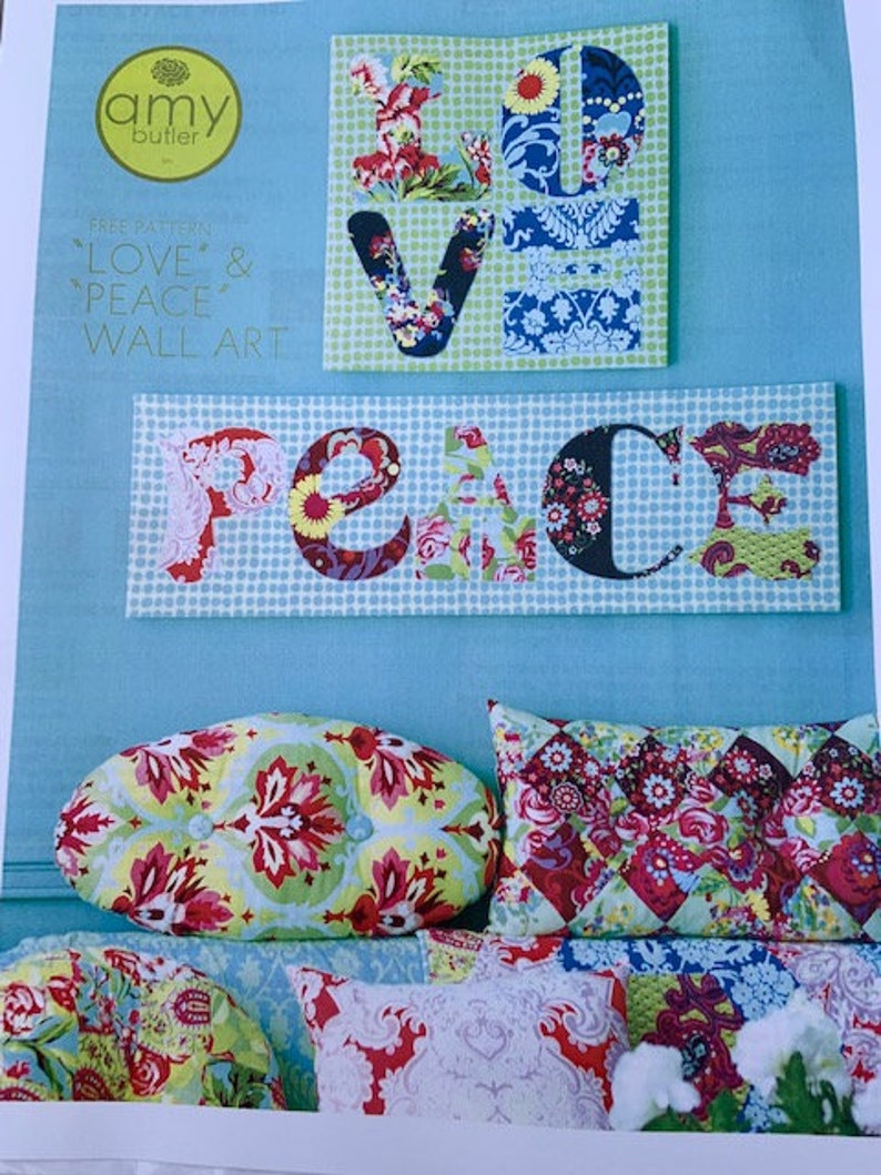 Pattern and fabric to make Love and Peace wall Art