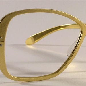 Gold Eyeglasses, Aluminum Metal Frames, Vintage Womens or Mens Glasses, Mod Unisex