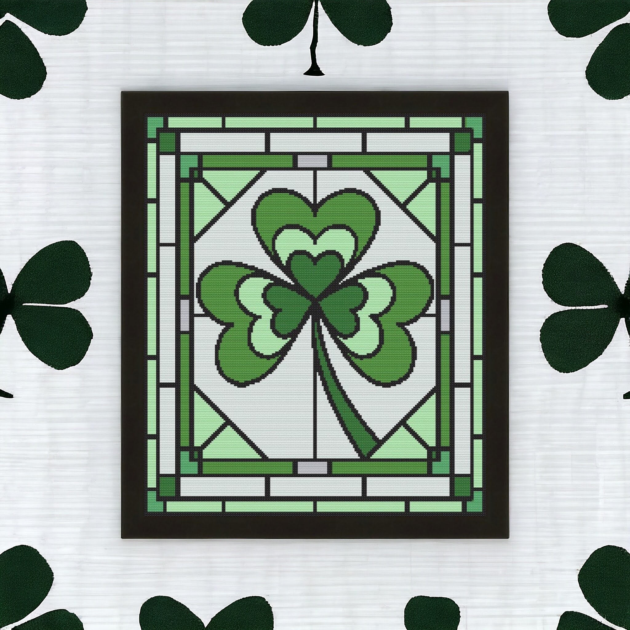 Shamrock Leaf Clover Stain Glass Window Cross Stitch Patterns PDF ONLY ...