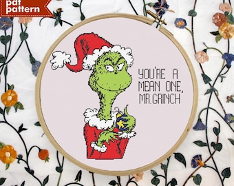 Grinch Inspired Christmas Quote Cross Stitch Pattern PDF ONLY Embroidery 200x200 DIY Design Kid Meme Cartoon Holiday Gift Present Winter