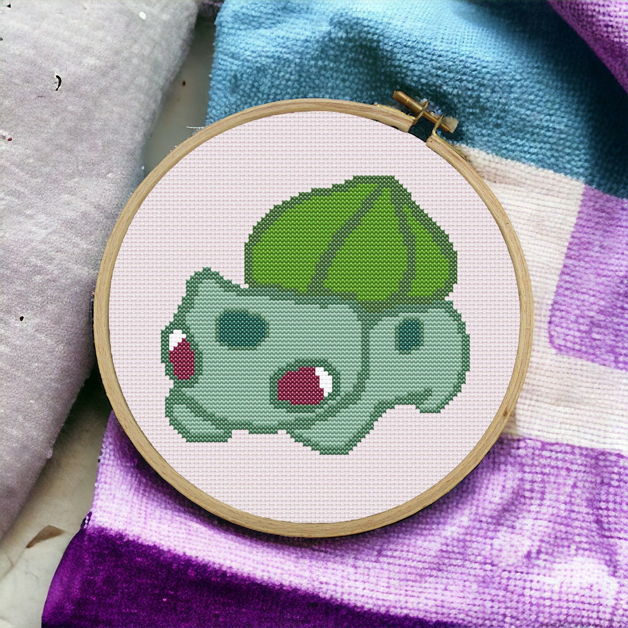 Mini Bulbasaur Inspired Poke-mon Cross Stitch Pattern PDF Small ...