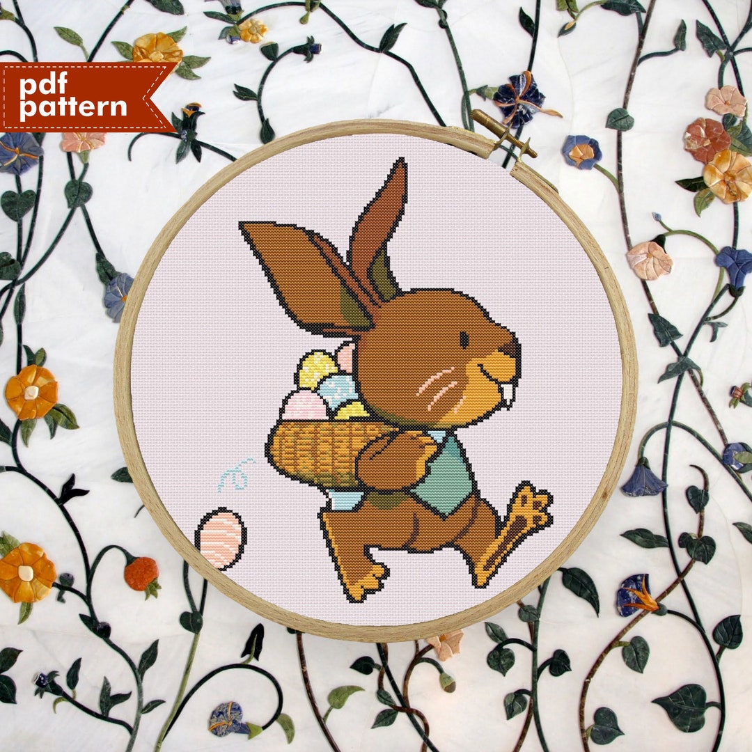 Easter Bunny Easter Egg Basket Cross Stitch Pattern PDF ONLY Embroidery ...