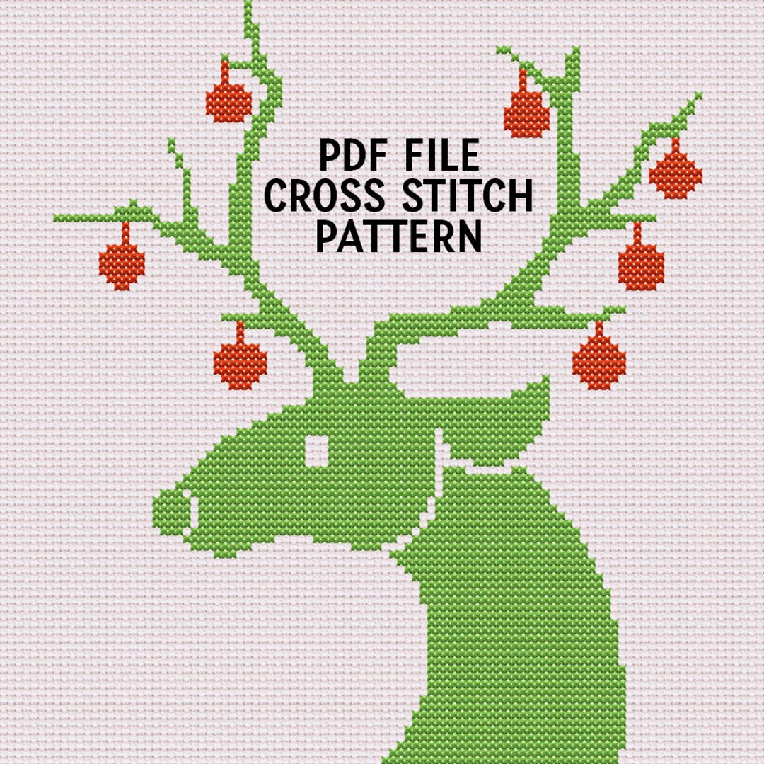 Reindeer Christmas Animal Cross Stitch Pattern PDF ONLY - Etsy