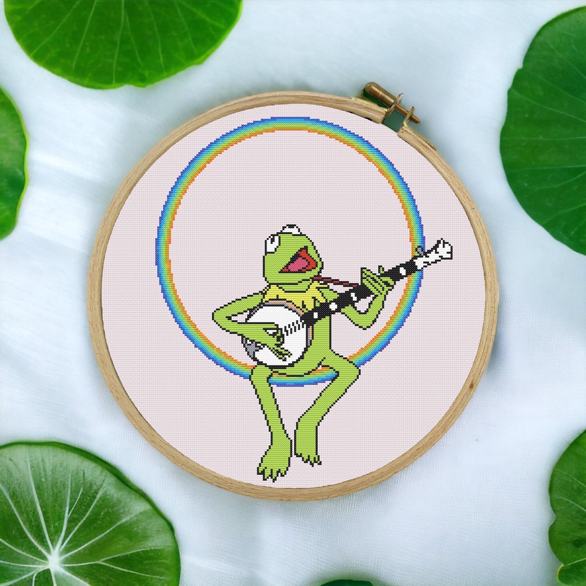 Rainbow Connection Kermit Frog Inspired Cross Stitch Pattern PDF