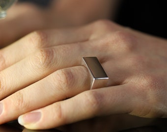 SILVER925 SQUARE DESIGN RING /シルバー/リング Square Silver Ring, Square Band, Geometric Ring, Unisex Ring