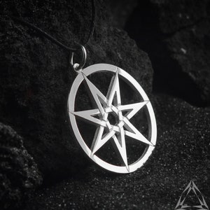 Seven Pointed Star Pendant, Heptagram Pendant, Sterling Silver Solar Pendant, Sun Pendant, Northern Star Pendant, Star Jewelry
