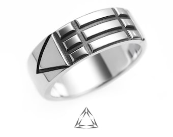 Anello Atlantide in argento sterling, talismano protettivo maschile