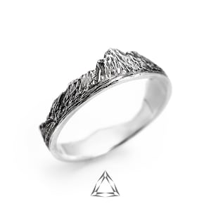 Sterling Silber Ring, Vulkan Ring, Natur Ring, Landschaft Ring, strukturierte Ring, rustikale Ring, Wandern Schmuck, Berg Schmuck
