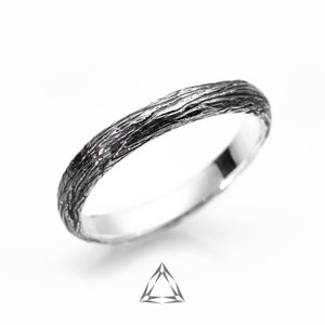 Sterling silver tree bark ring jewelry, Man and Women wedding band, Wood texture ring, Tree branch wedding ring, Twig ring, Sprig ring