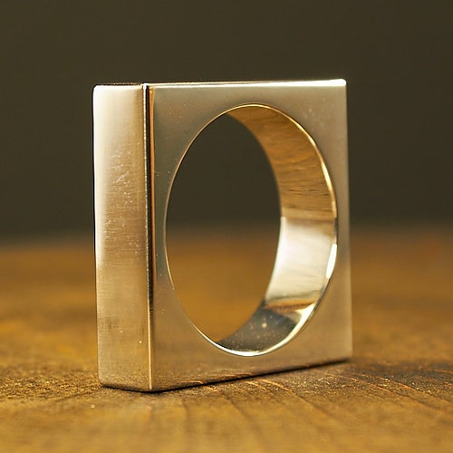 Square Silver Ring Square Band Geometric Square Ring Unisex | Etsy