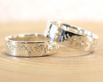 Constellation wedding band set, Milky Way silver rings, Night sky rings, Solid silver ring bands, Galaxy rings, Stars rings for couples