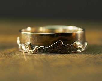 Sterling Silver Carpathian Mountain Ring, Unisex Hiking Jewelry