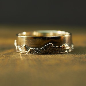 Großer Abverkauf, Rabatt, Silver Mountain Ring, Geschenk für Wanderer, Unisex, Für Ihn Für Sie