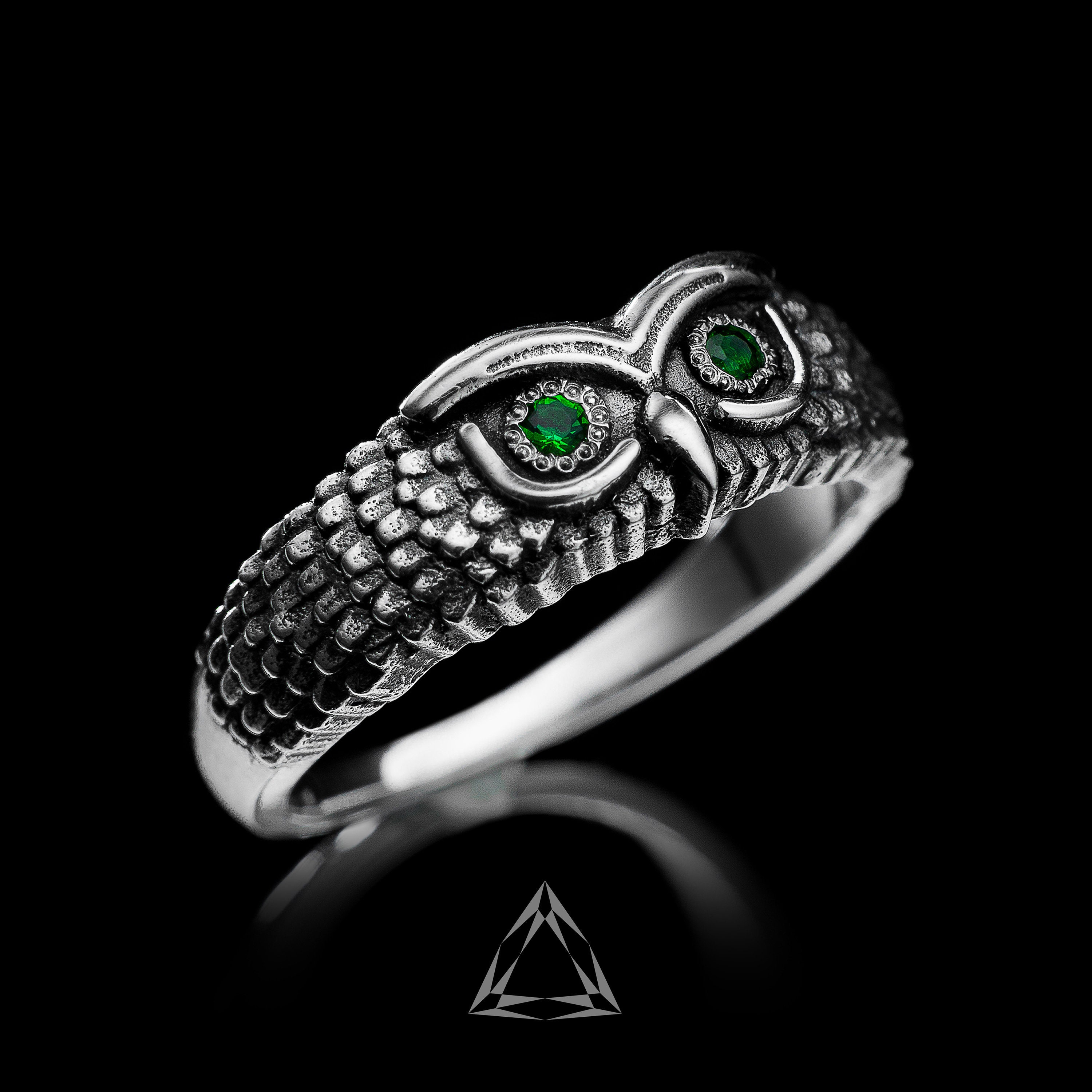 Sterling Silber Eule Ring Edelstein Augen Vogel Schmuck | Etsy