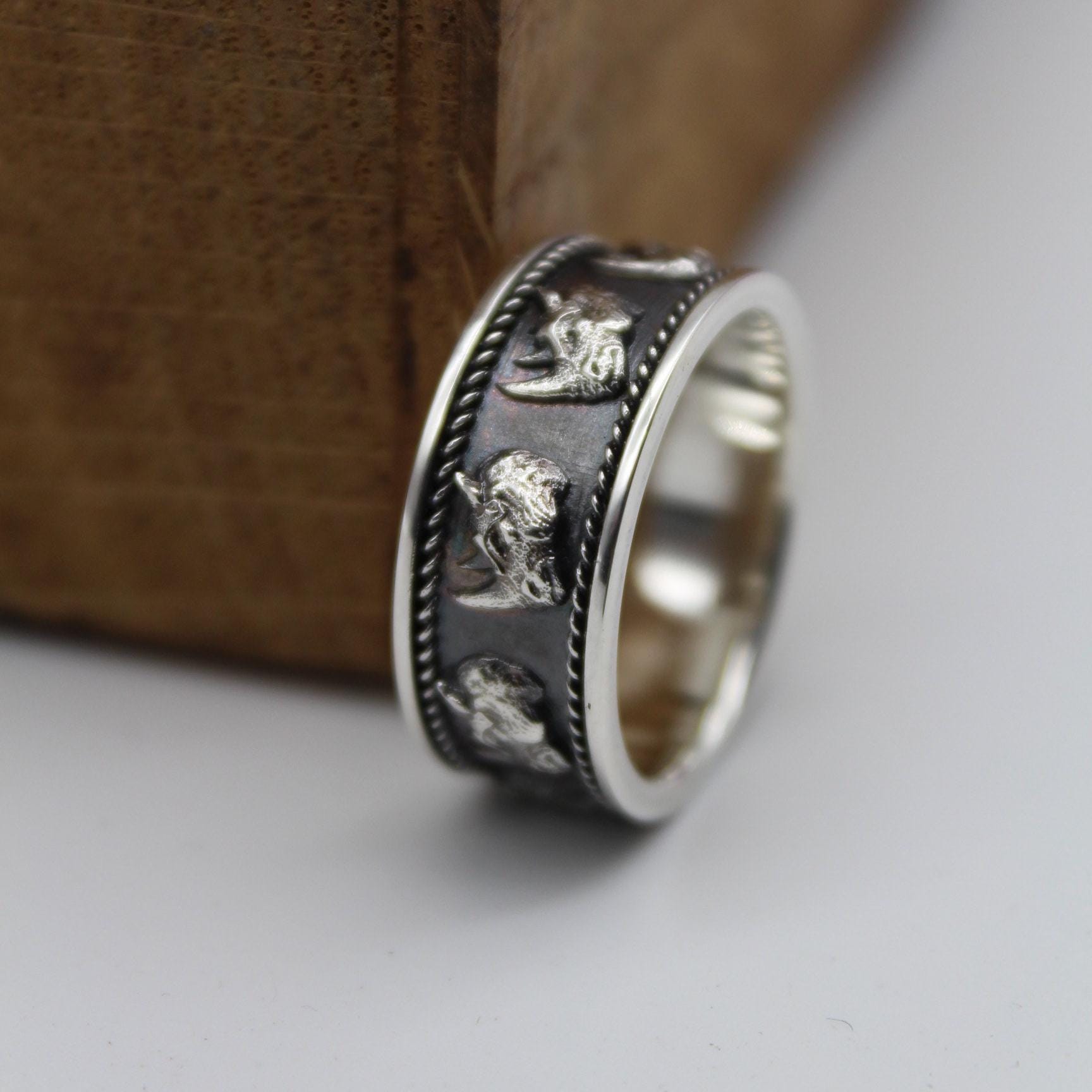 Bague En Argent 925 Rhodium - Modèle Rhinocéros - Taille 54 - Occasion Bon état
