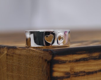 Sterling Silver Heart Cutout Ring, Gift for Wife