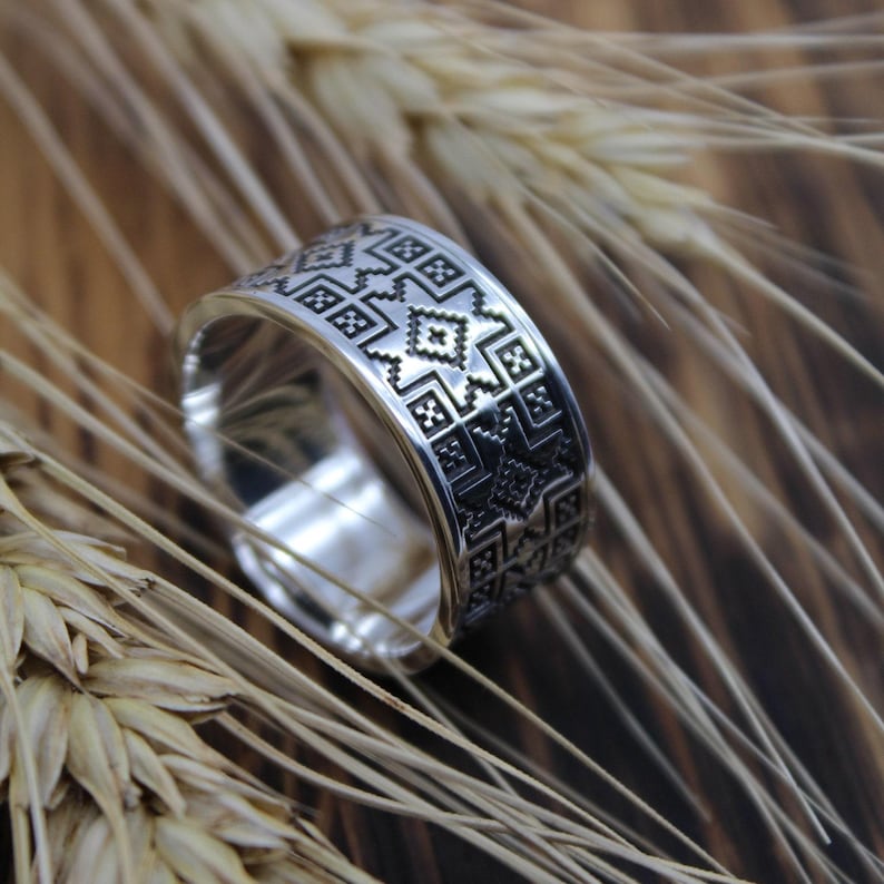 Sterling Silver Ukrainian Ring, Patriotic Jewelry Gift image 3