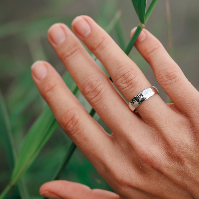Sterling Silver Celtic Tree of Life Ring, Woodland Wedding Band (5mm ...