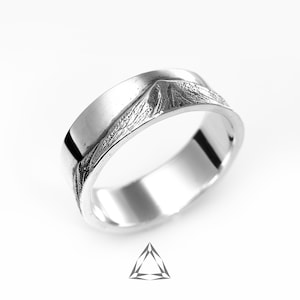 Mountain Ring Men Silver Band, Landscape Ring, Sterling Silver Nature Ring, Outdoor Jewelry,  Hiking jewelry,hiking ring, rings for women