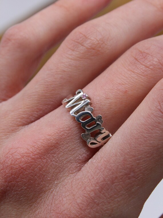 925 Silver Hammered Cutout Name Ring - Kosel Ring | OR LEAMI