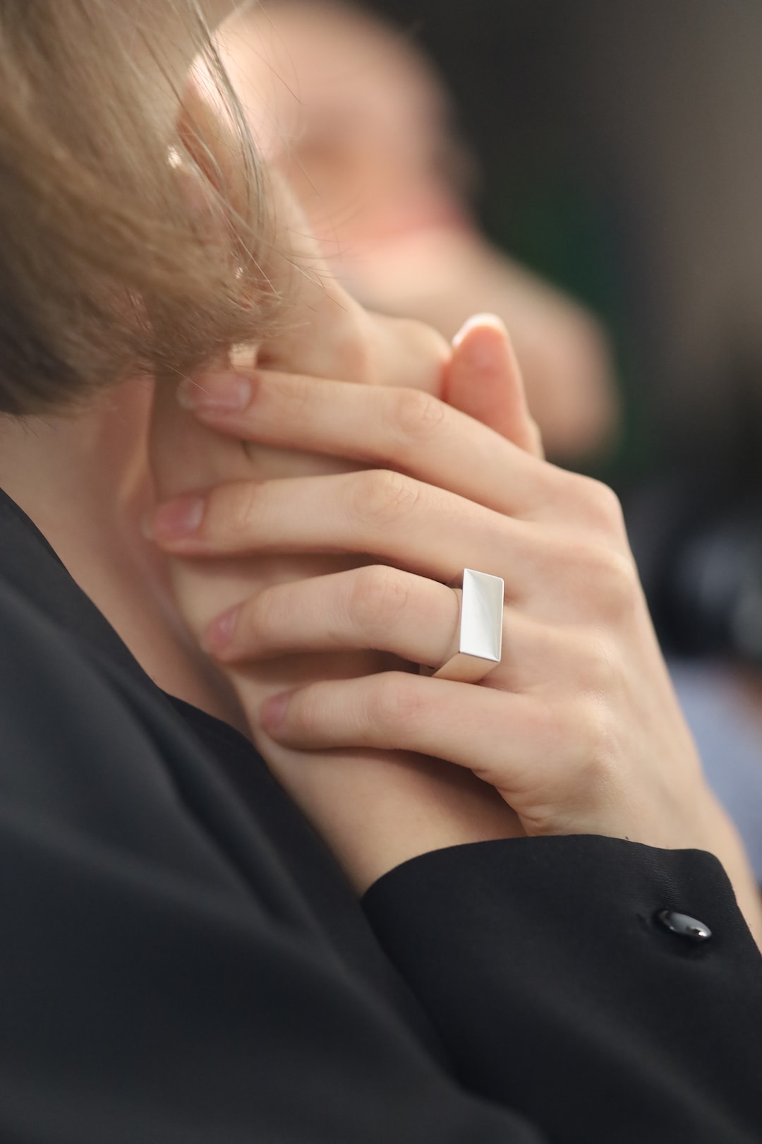 Wide Sterling Silver Ring for Men or for Women, Unisex Silver Ring With  Modern Square Shape With Brushed and Shiny Finish duality Ring 