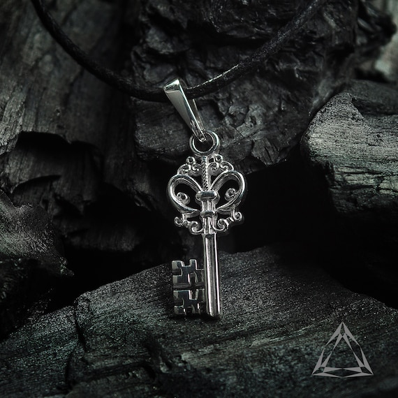Gothic Sterling Silver Key Pendant Necklace, Spiritual Amulet - Etsy