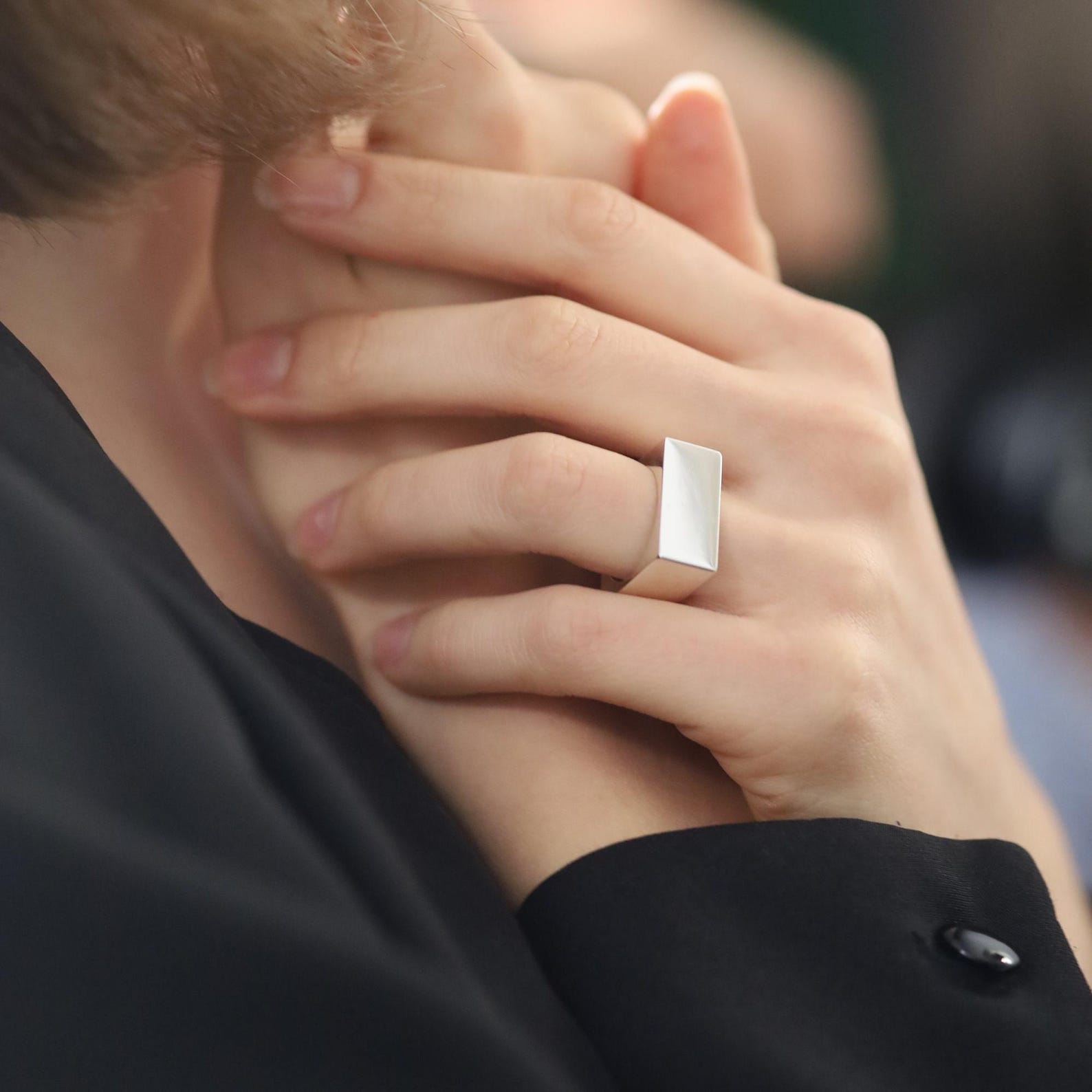 Square Silver Ring, Square Band, Geometric Ring, Unisex Ring, Stylish ...