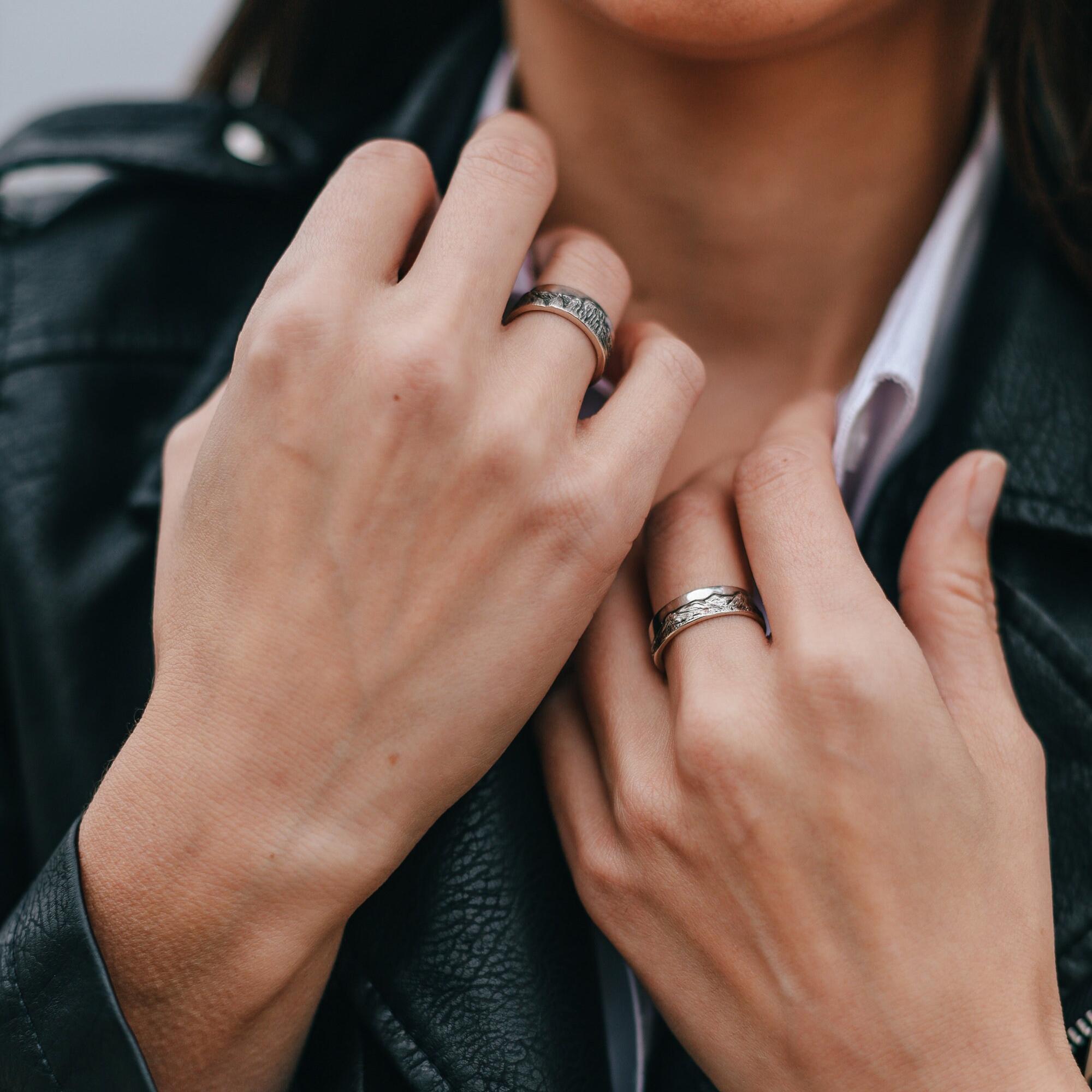 Zion National Park Sterling Silver Mountain Ring, Unisex Wedding