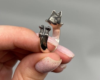 Wrap Around Rat Brass Ring, Adjustable Animal Jewelry