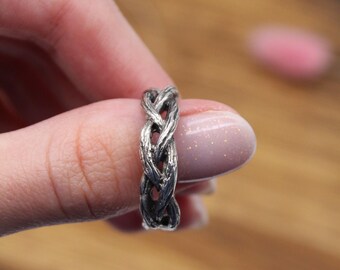 Braided Twig Sterling Silver Wedding Ring, Nature Jewelry - Etsy