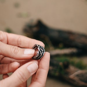 Sterling Silber verdrehter Zweig Ring, Baumrinde Ring, Zweig Ring, Wald Schmuck, Natur Ring, Yggdrasil Ring Baum des Lebens Bild 5