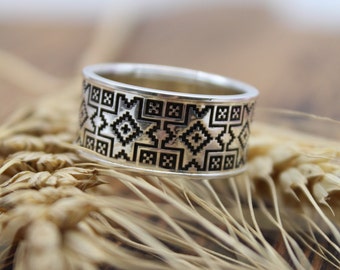 Sterling Silver Ukrainian Ring, Patriotic Jewelry Gift